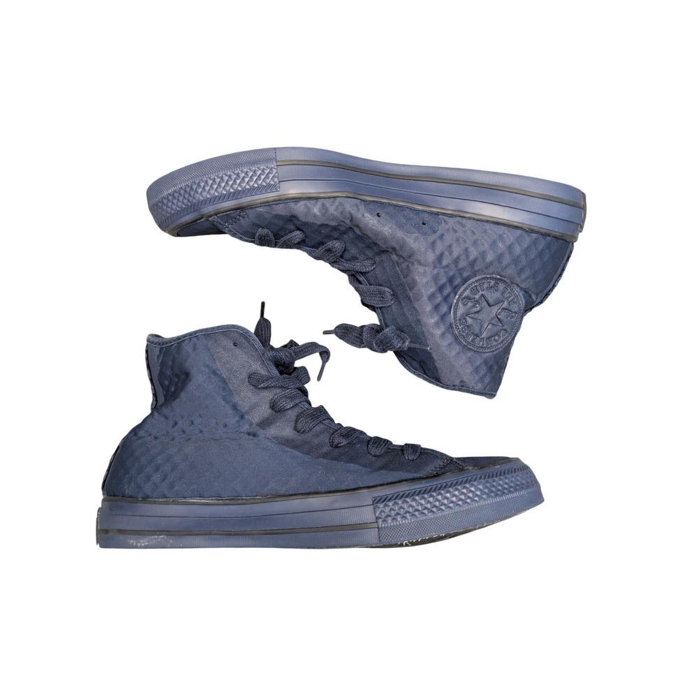 Converse Chuck Taylor All Star High Top Navy Blue‎ Textured Diamond Sneakers 6Y